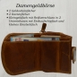 Preview: Elegante kleinere Damen Leder Geldbörse in halbrund mit RFID Schutz (hellbraun)